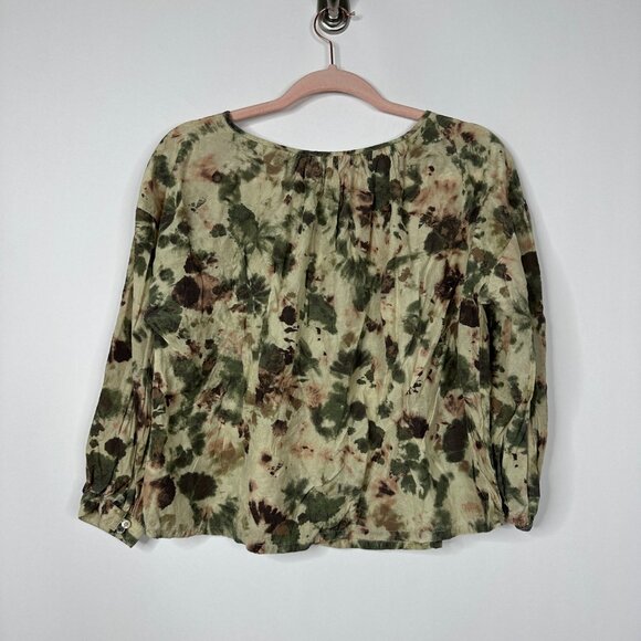 2/$30 Community Watercolor Floral Pleated Blouse with Keyhole XS #A0260 TRB2 - Picture 5 of 9